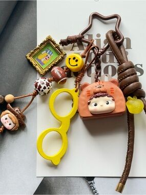 Cute Bag Charm with eye-glasses, mini football 🏈